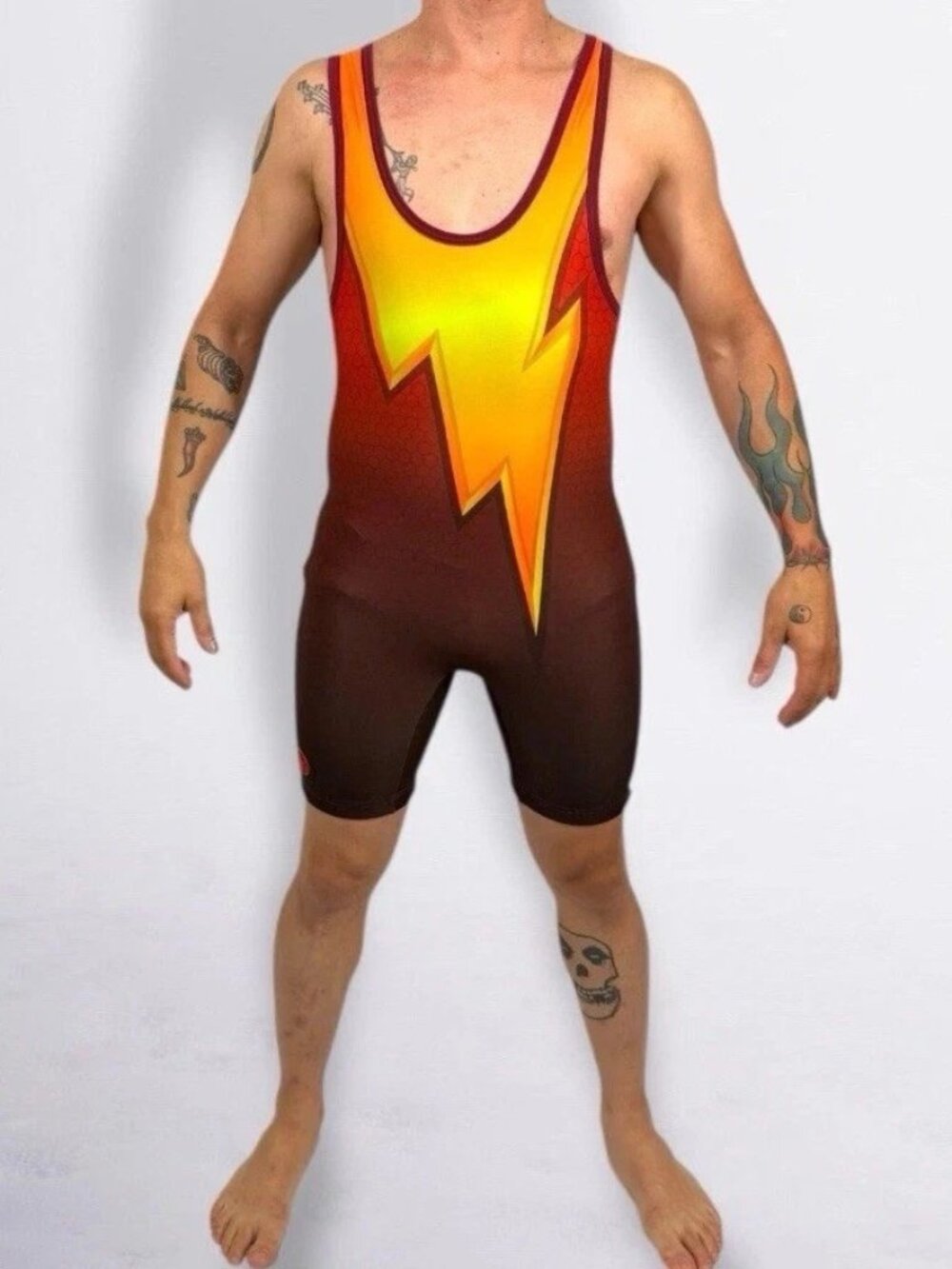 Matman Adult Small Wrestling Singlet Flash Thunder Red & Yellow